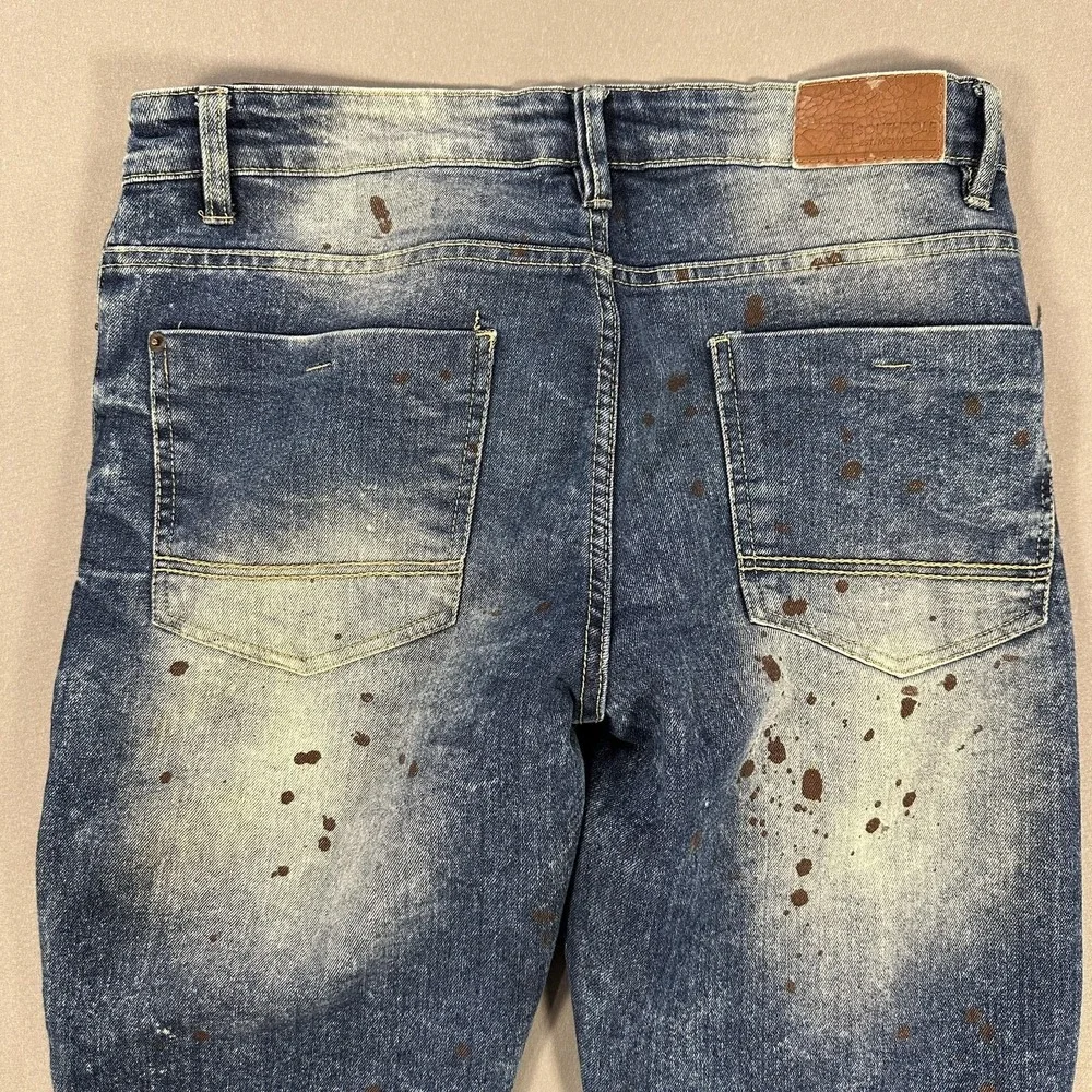 Southpole Jeans Mens 32x32 Medium Wash Blue Skinny Slim Distressed Ripped Knees - Picture 9 of 10